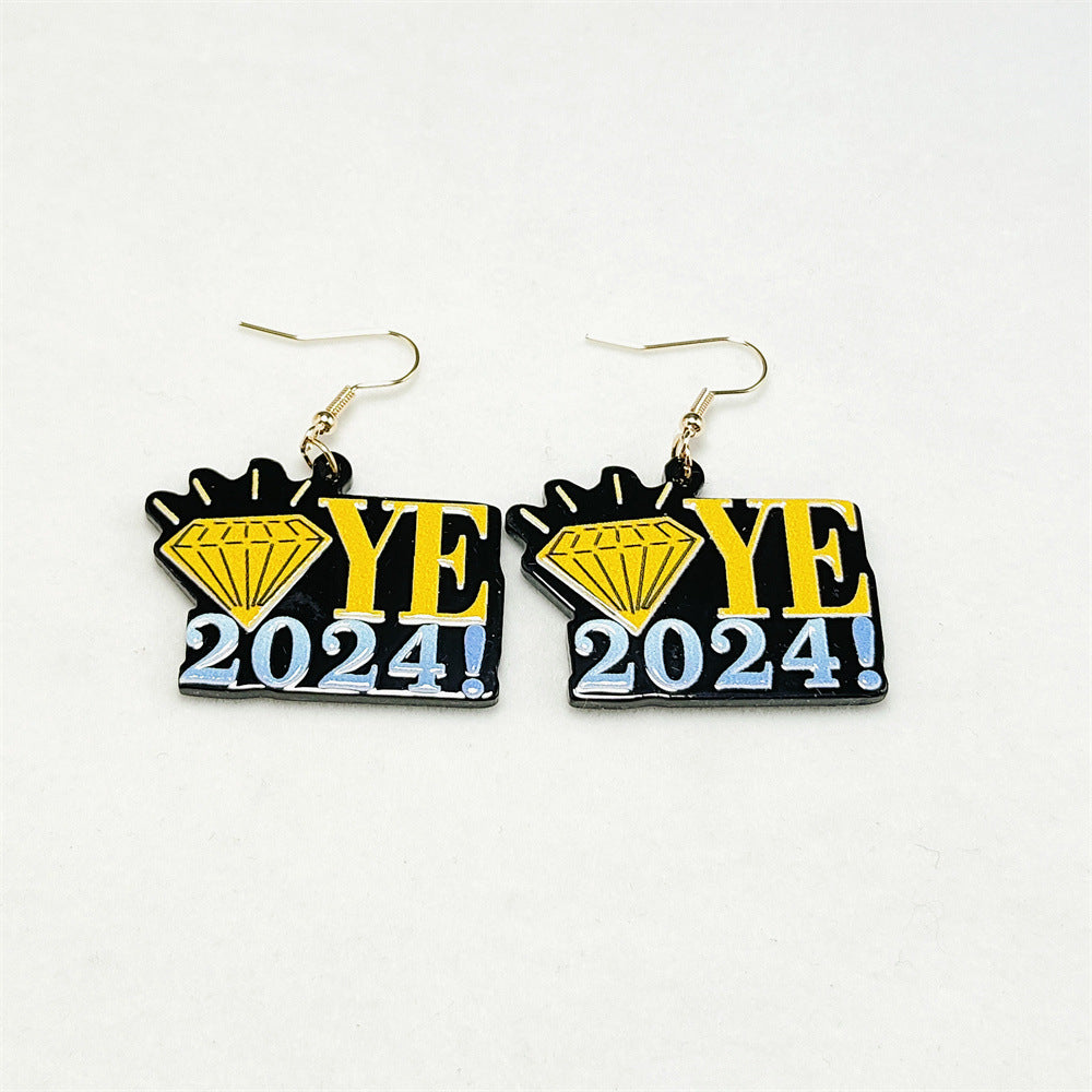 Wholesale Cute Creative Star Acrylic Plate Printed Earrings ACC-ES-Qiyu020