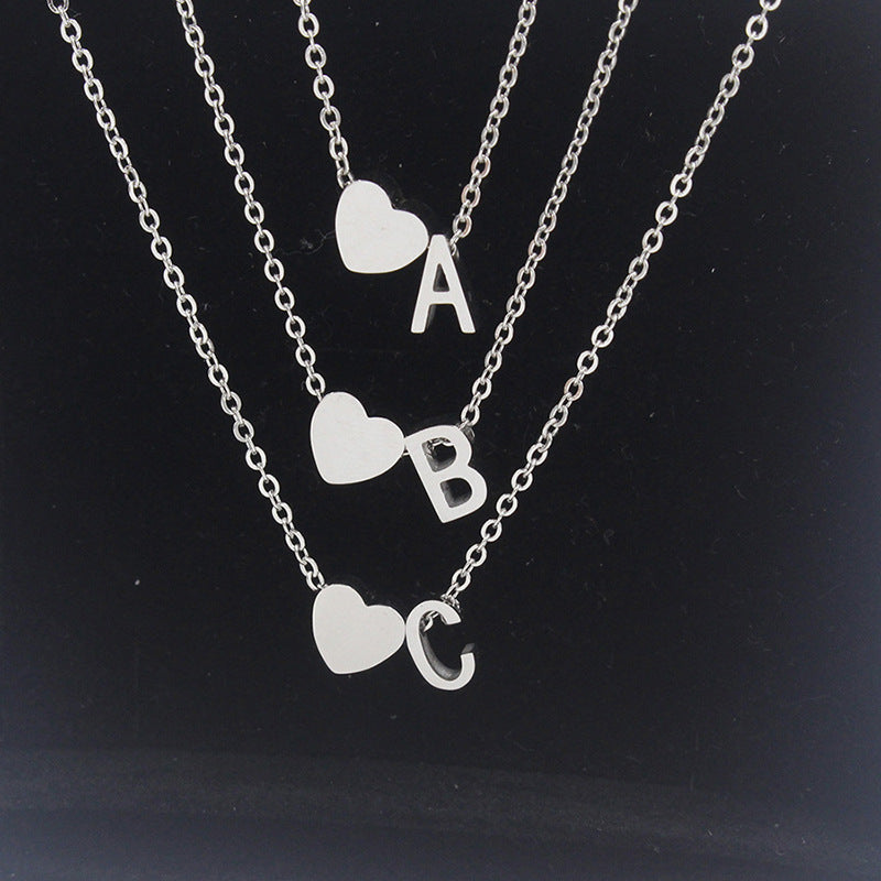 Wholesale Trendy Heart Letter Love Necklace Titanium Steel Gold Inlaid Fashion Jewelry Accessory