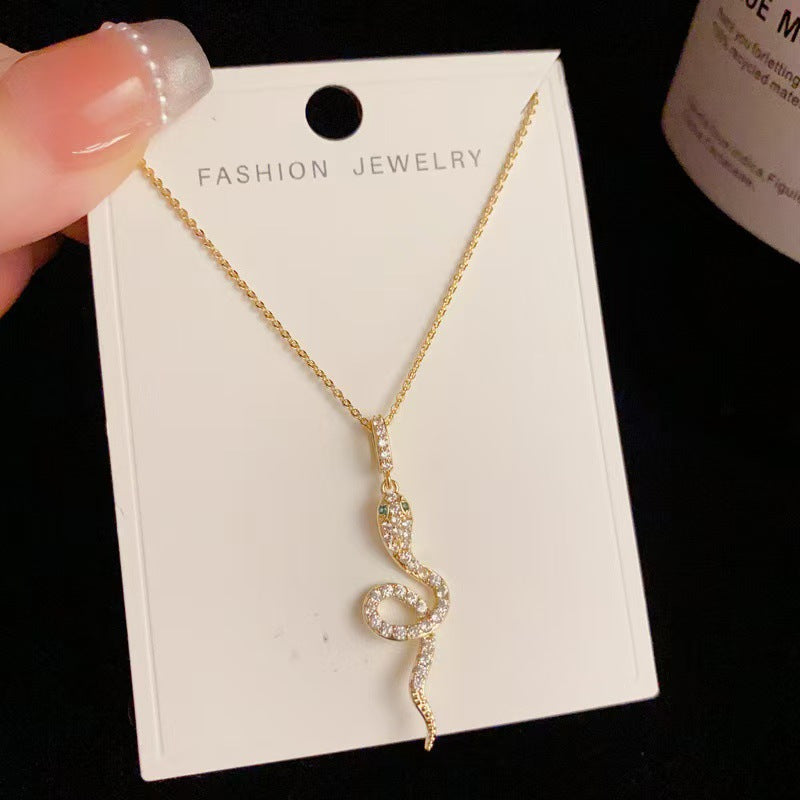 Wholesale S925 Sterling Silver Zircon Snake Necklace