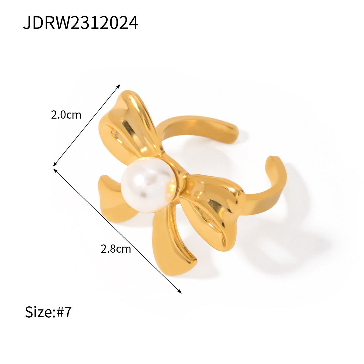 Wholesale Stainless Steel Pearl Bow Ring