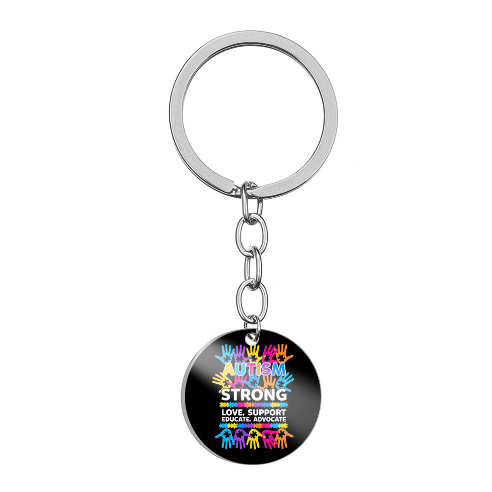 Wholesale Autism Color Printed Stainless Steel Keychain ACC-KC-HuanYu004