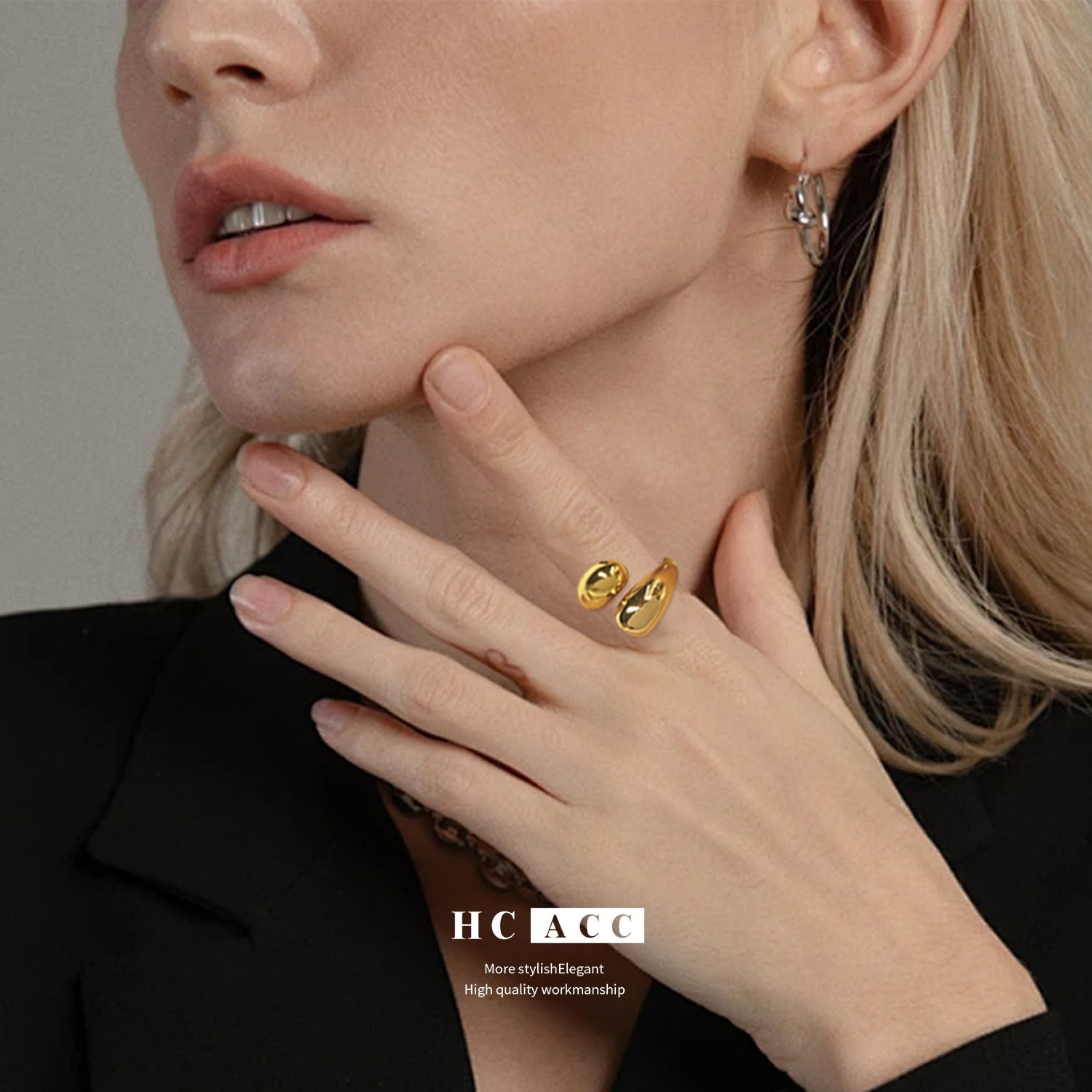 Anello da dito con apertura in vero oro placcato in rame all'ingrosso