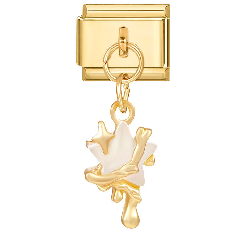 Wholesale  Bow  Italian Charm Bracelet 9mm DIY Creative Gold Bottom Stainless Steel Composable Bracelet