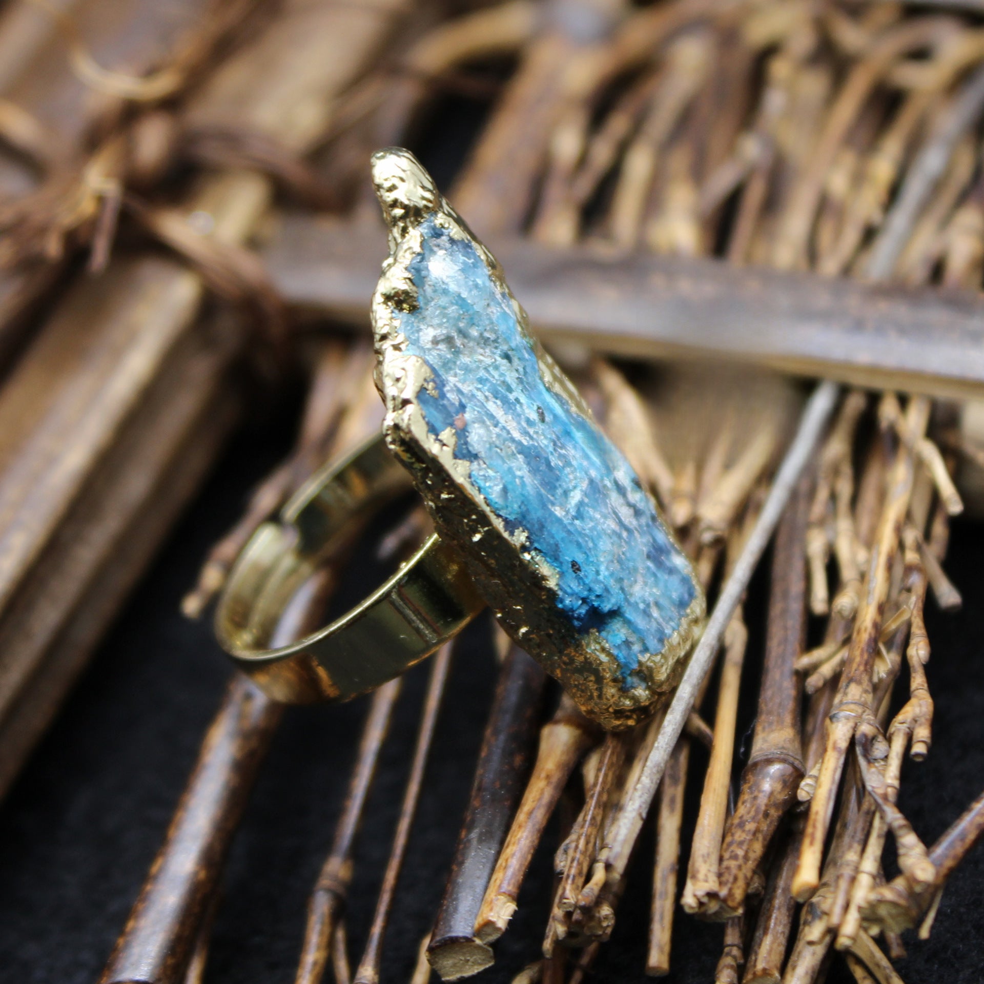 Wholesale  stone electroplated blue crystal ring