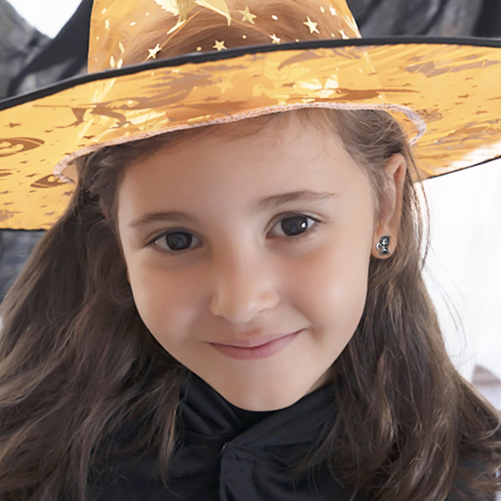 Wholesale Demon Gothic Death Scythe Earrings Skull Ghost Pendant Black Halloween Funny Multer Necklace