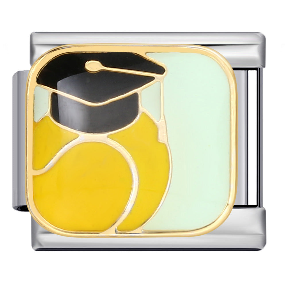 Wholesale Italian Charm Bracelet 9mm DIY Splicing Removable Gold Plated Oil Drop Cartoon Stainless Steel Composable Bracelet