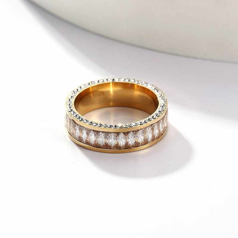 Wholesale Stainless steel ring with zircon setting