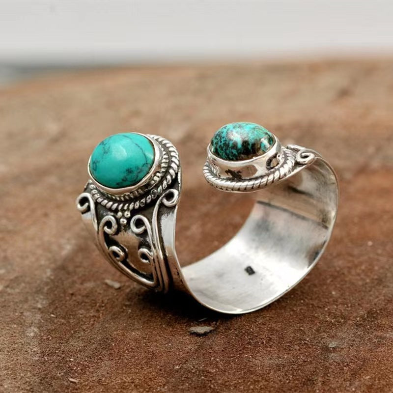 Wholesale Vintage Turquoise Floating Flower Ring ACC-RS-Yudie020