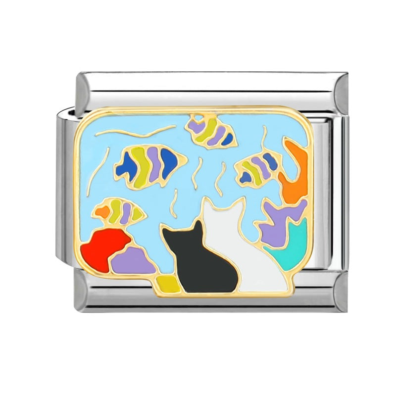 Wholesale  Italian Charm Bracelet 9mm DIY  Blue Series Creative Stainless Steel Composable Bracelet