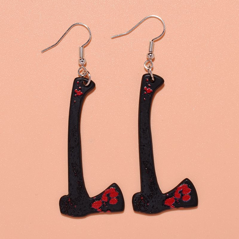 Wholesale Halloween acrylic printing  blood color knife earrings