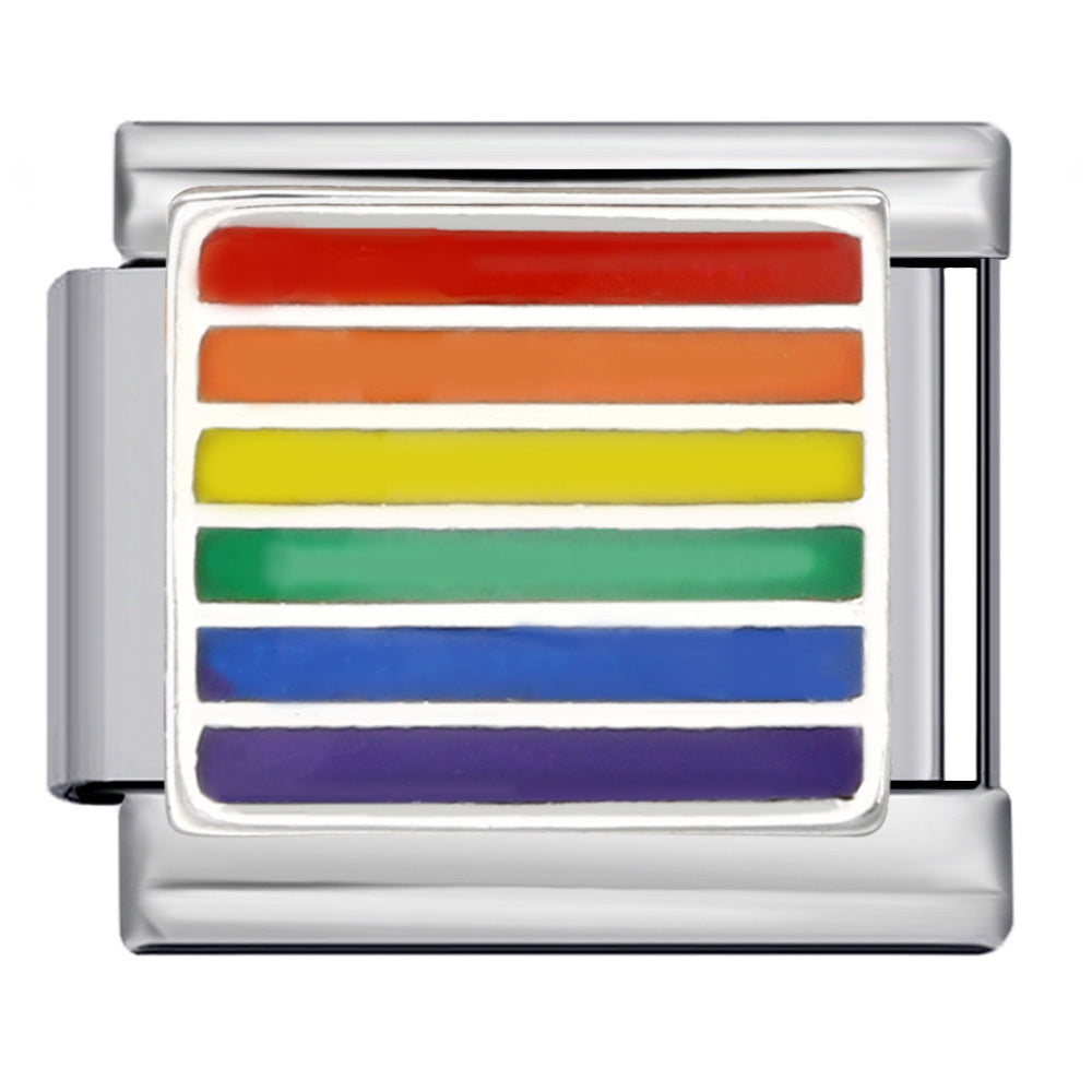 Wholesale Italian Charm Bracelet Rainbow Element Stainless Steel Composable Bracelet