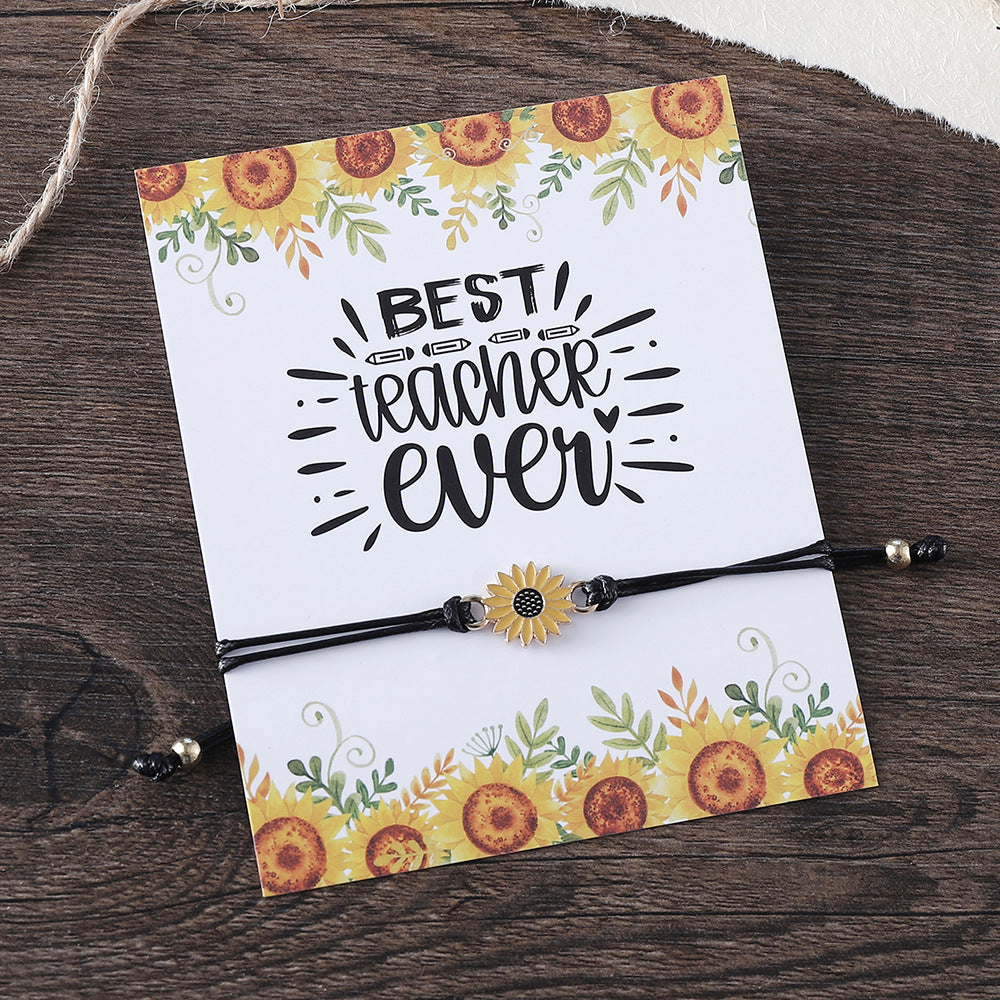 Wholesale Teachers' Day Homecoming Season Graduation Season Sunflower Woven Bracelet