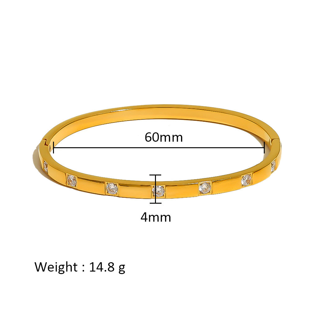 Wholesale Stainless Steel 18K Gold Plated Geometric Star Flower Zircon Bracelet
