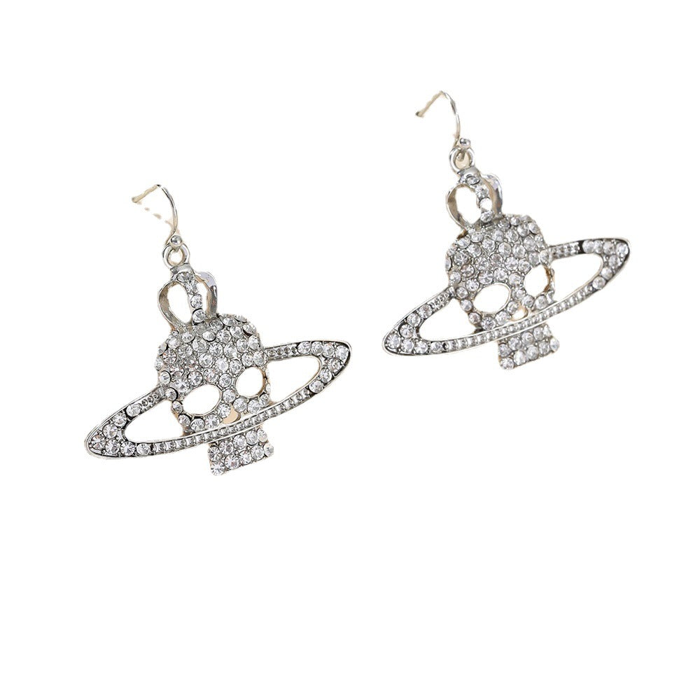 Wholesale Rhinestone Skull Drop Earrings  Party Jewelry Accessory