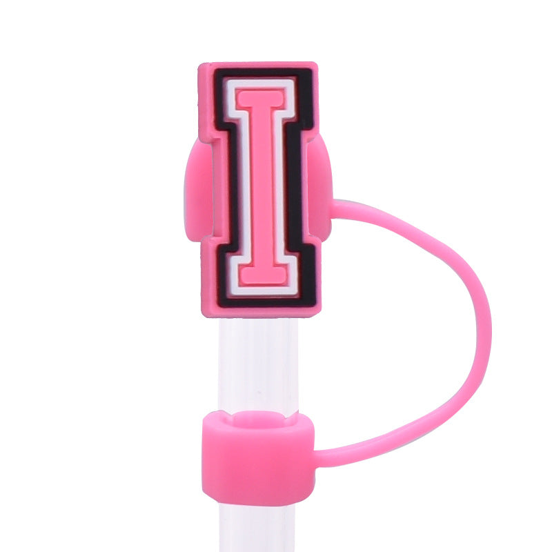 Wholesale Random 100pcs Pink letter cartoon Straw Cover Straw Tube Cap