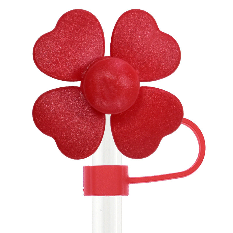 Wholesale Random 100pcs Rotatable Windmill Flowers 10mm PVC Soft Straw Tube Cap ACC-SCR-RYY096