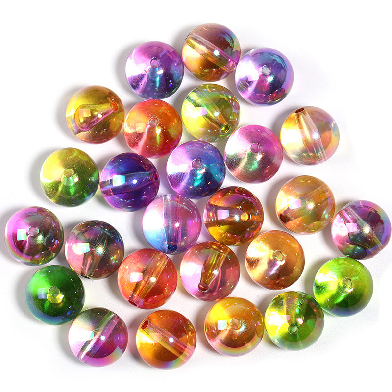 Wholesale 100pcs Colorful Round Beads UV Electroplating Acrylic Beads DIY Bead Pen Jewelry Accessories ACC-BDS-BLG032