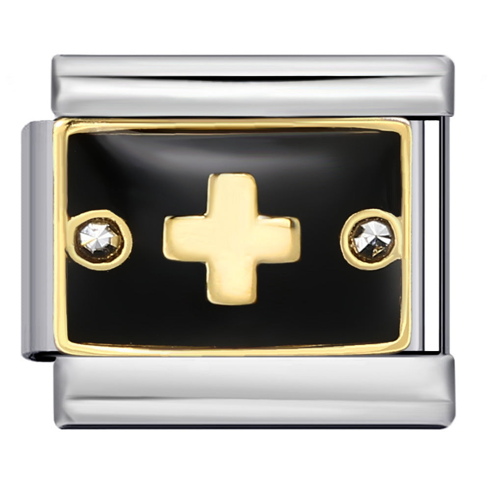 Wholesale Italian modular Black rhinestone numbers DIY bracelet