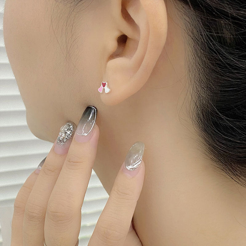 Wholesale S925 Sterling Silver Red Cute Valentine's Day Earrings