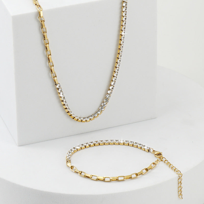 Wholesale  fashion titanium steel diamond bracelet necklace