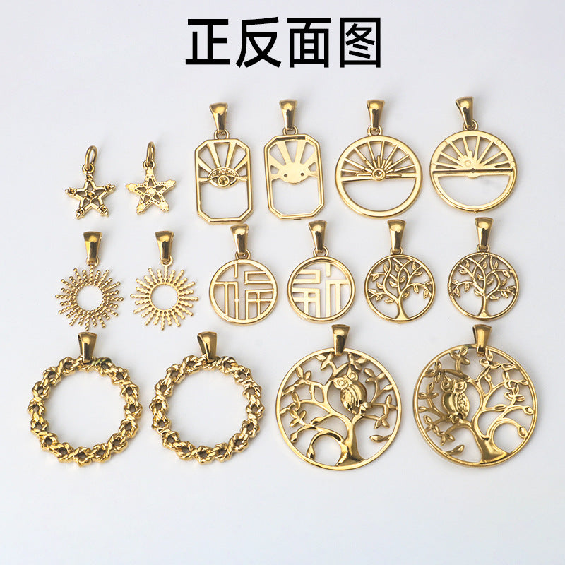 Wholesale Stainless Steel Golden Star Fortune Tree of Life Pendant