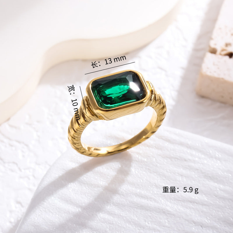 Wholesale Zircon Ring 18K Gold Plated Stainless Steel Ring ACC-RS-LR003
