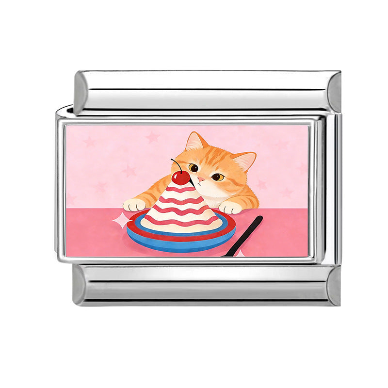Wholesale Cute Cat DIY Modular Bracelet Stainless Steel Fashion Accessory
