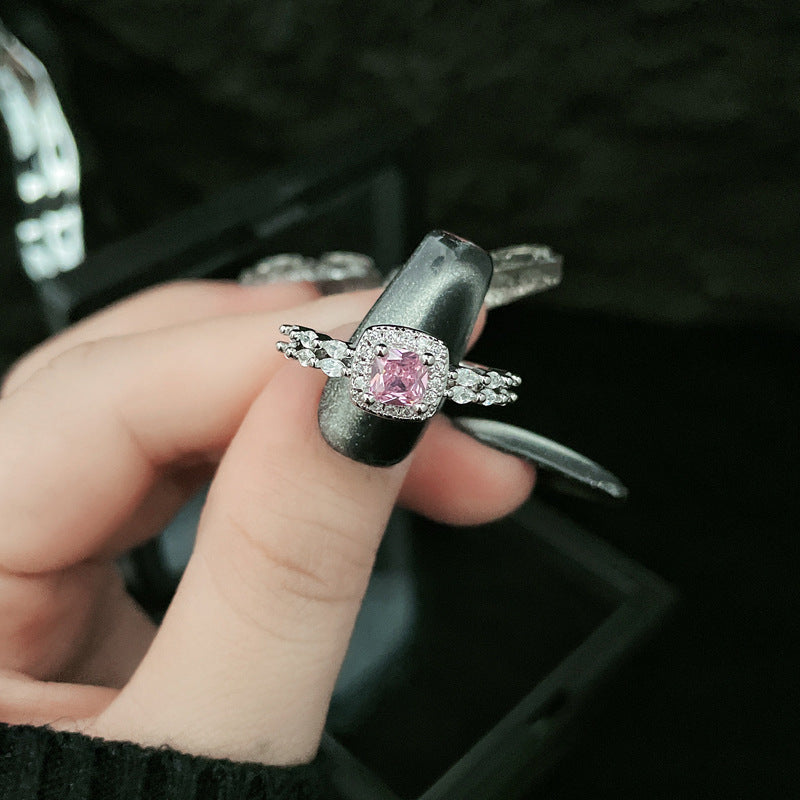 Wholesale  Pink Diamond Butterfly Irregular Simple Fashion Open Ring