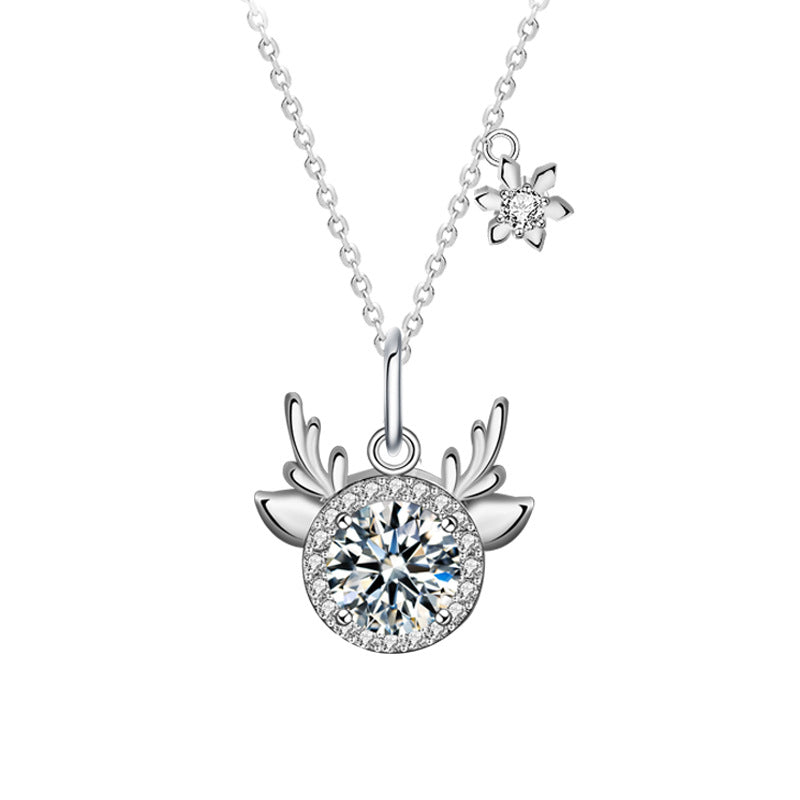 Wholesale Moissanite 925 Silver Deer Antler Necklace