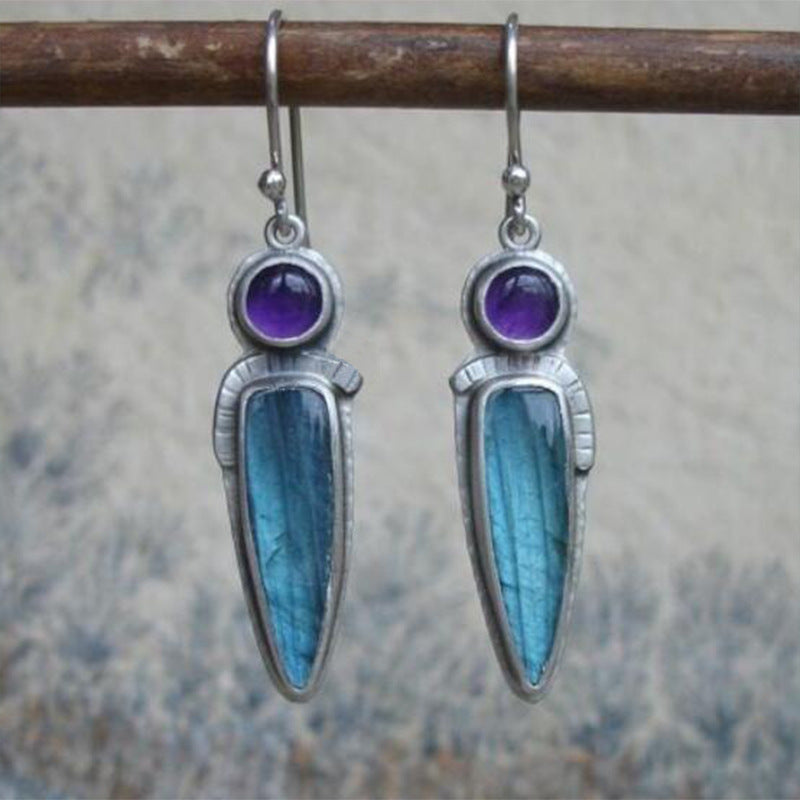 Wholesale Bohemian Retro Pear Shaped Earrings Silver Tone Alloy Fashion Jewelry for Party Boutique Resale
