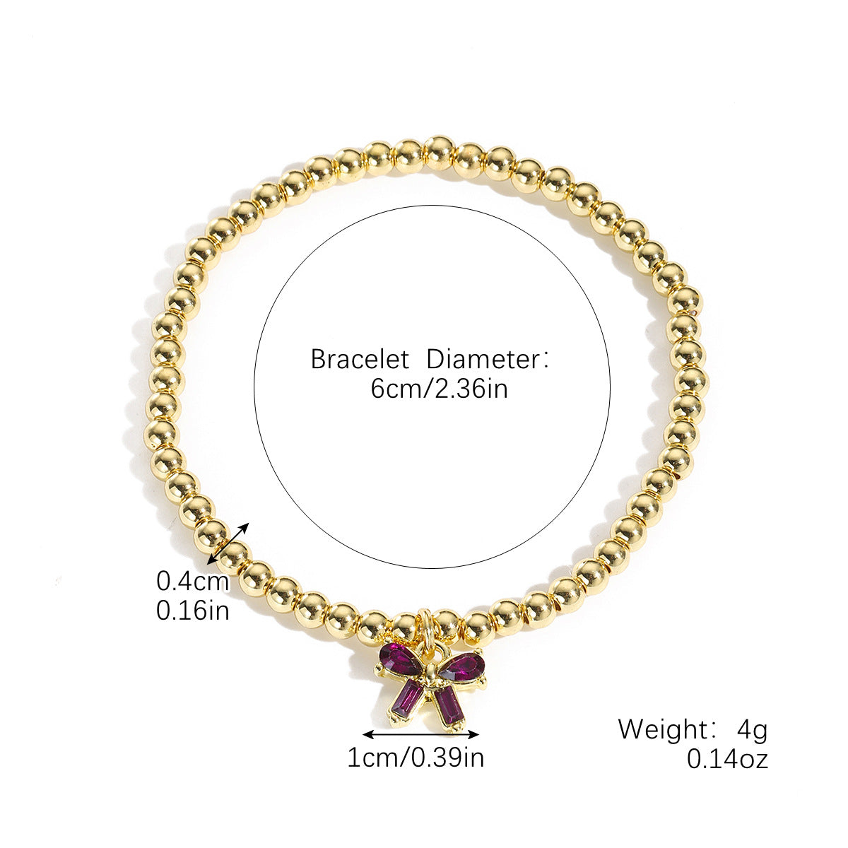 Wholesale  Bow Pendant Color Zircon Hand Beaded Light Luxury Elegant Bow Bracelet