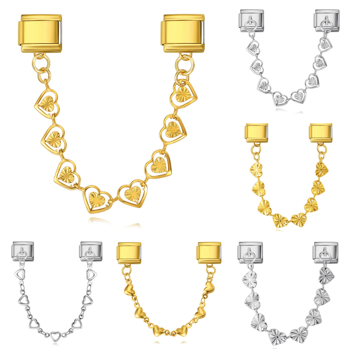 Wholesale Italian Charm Bracelet 9mm DIY Splicing Heart Pendant Stainless Steel Composable Bracelet