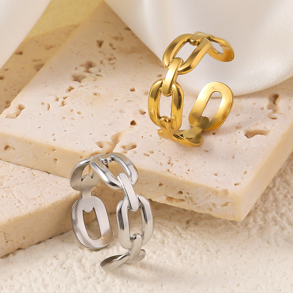 Wholesale stainless steel rings with 18K gold plated open rings