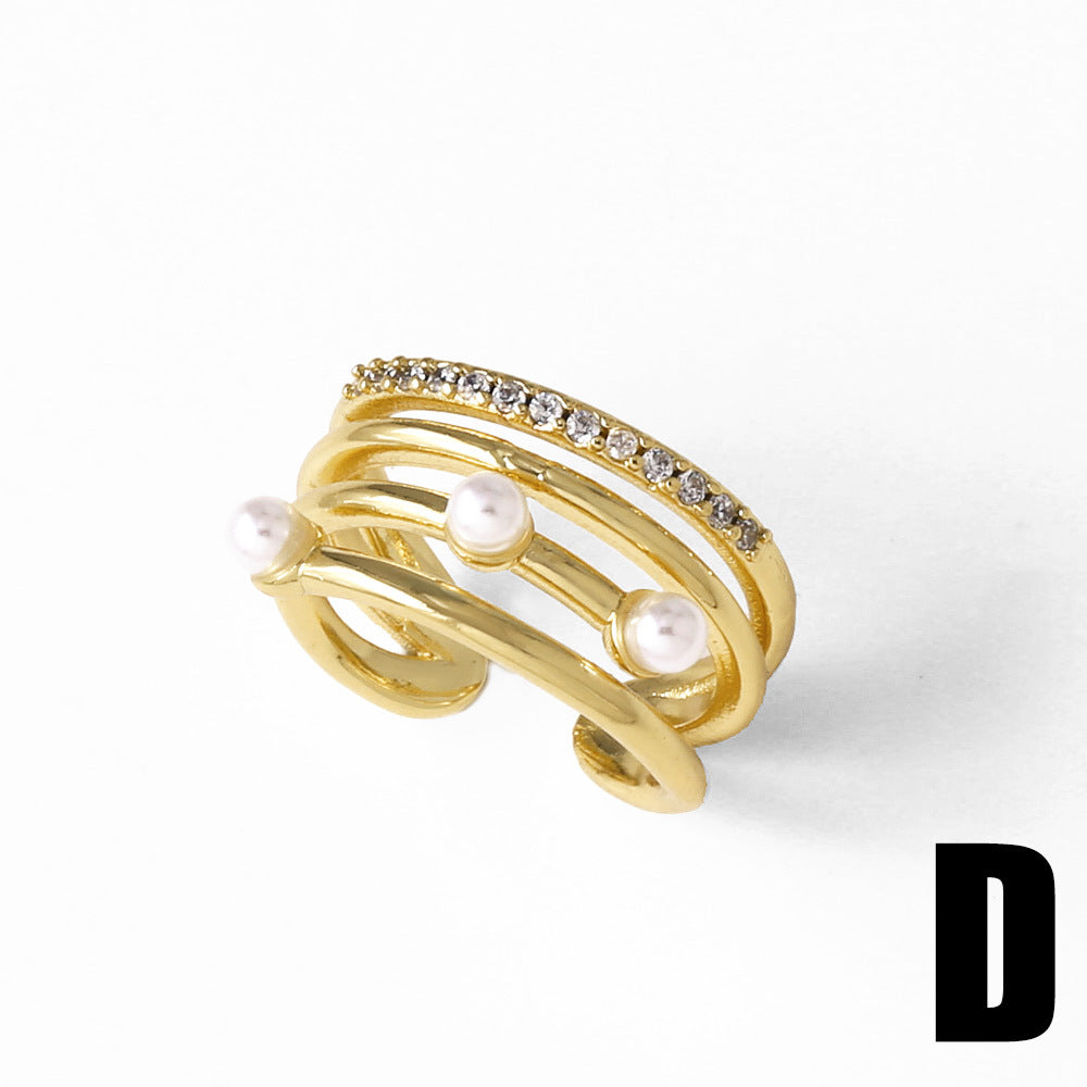 Wholesale open pearl copper plated 18k ring