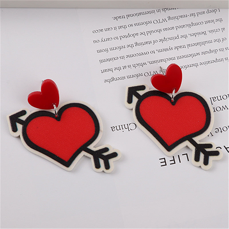 Wholesale Valentine' s Day Love Bear Rose Heart Earrings
