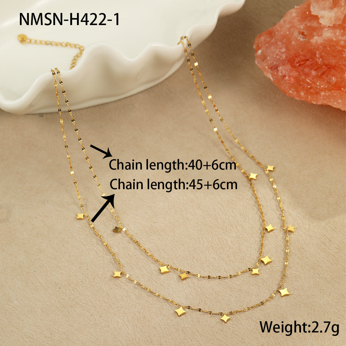 Wholesale double-layer stacked necklace stainless steel necklace