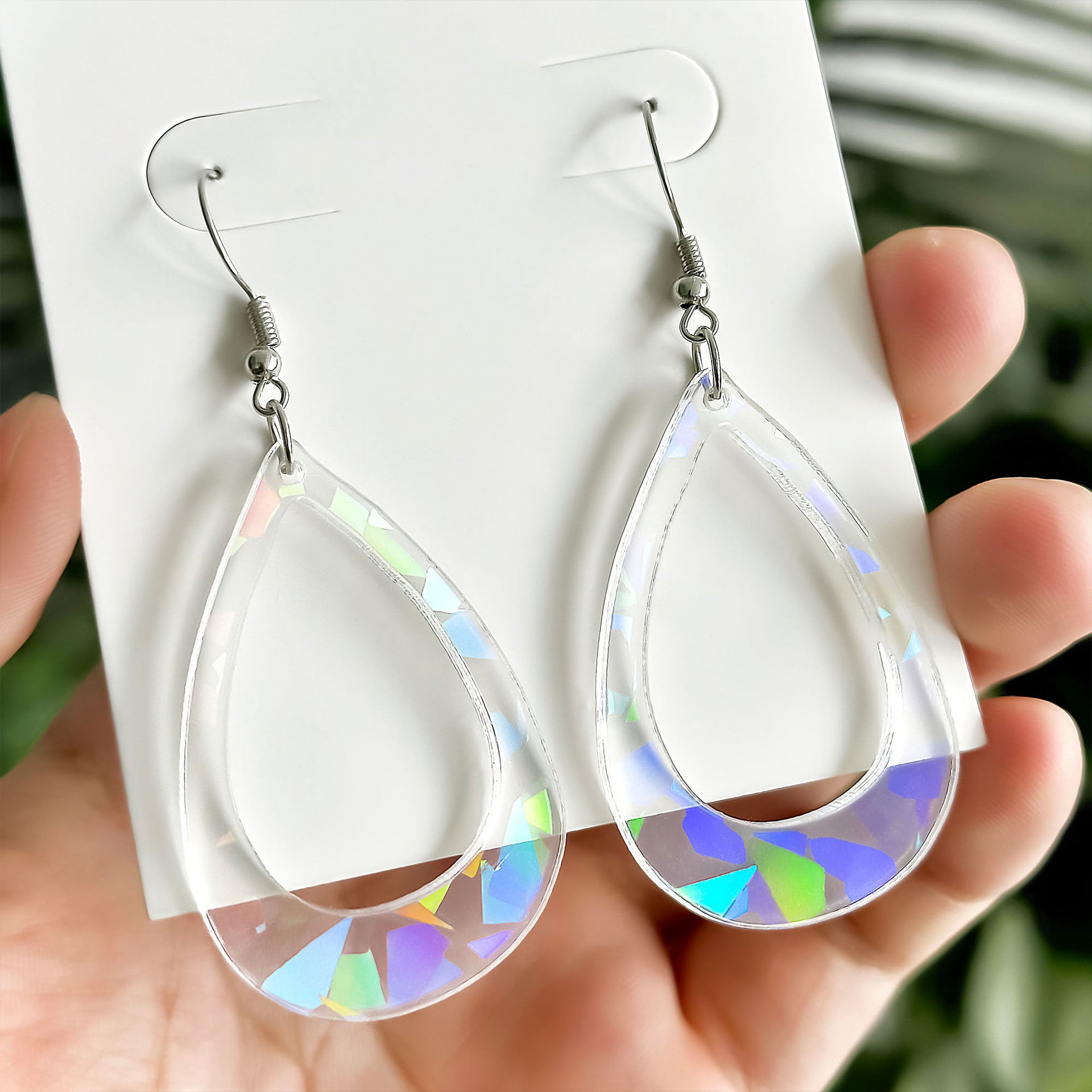 Wholesale Acrylic earrings geometric teardrop-shaped transparent earrings