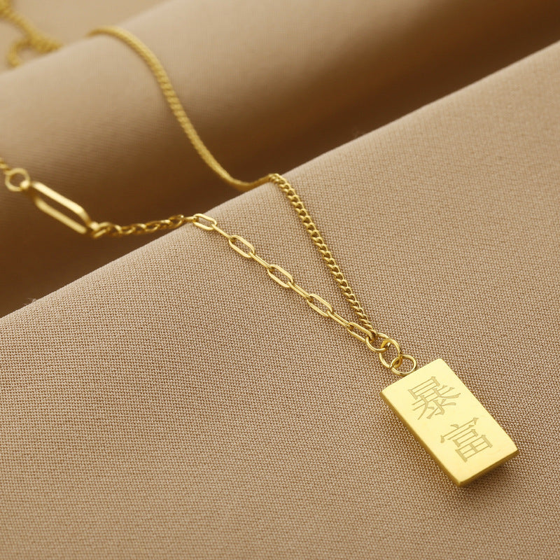 Wholesale Chic Titanium Steel Gold Plated Necklace and Bracelet Set Fashion Accessory Gift