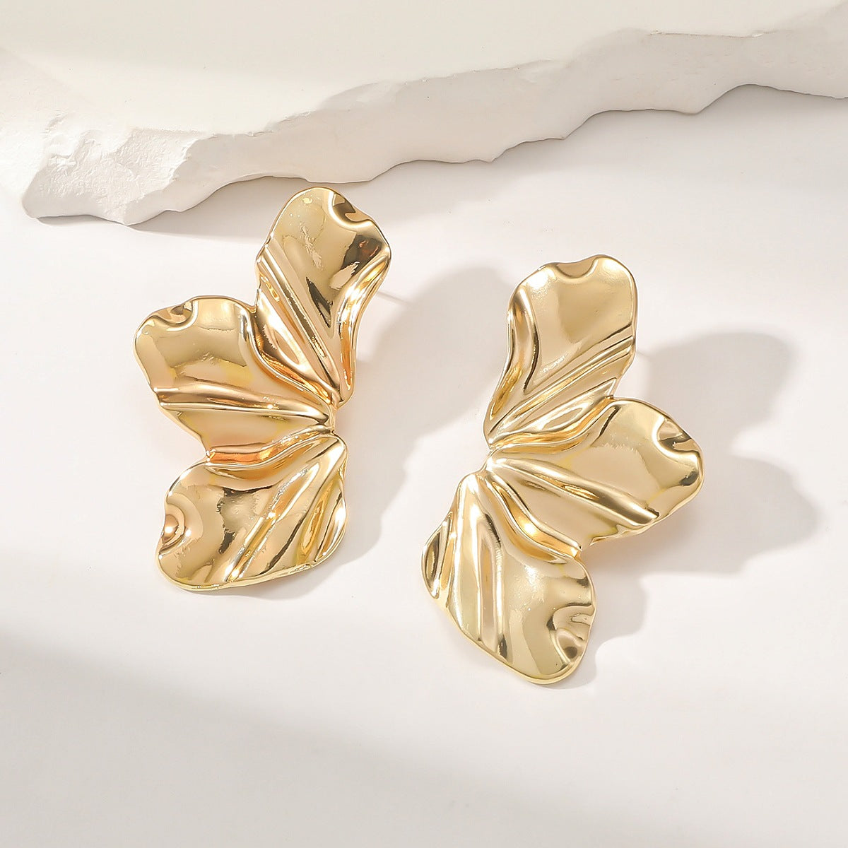 Wholesale Liquid Irregular Leaf Earrings Metal Earrings ACC-ES-CMi017