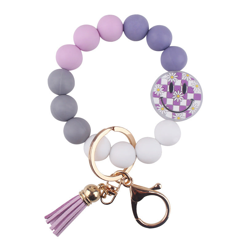 Wholesale Cute Smiley Silicone Bead Keychain