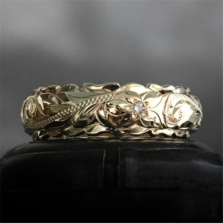 Wholesale White Gold Tone Alloy Flower Sculpture Ring Women' s Jewelry Accessory