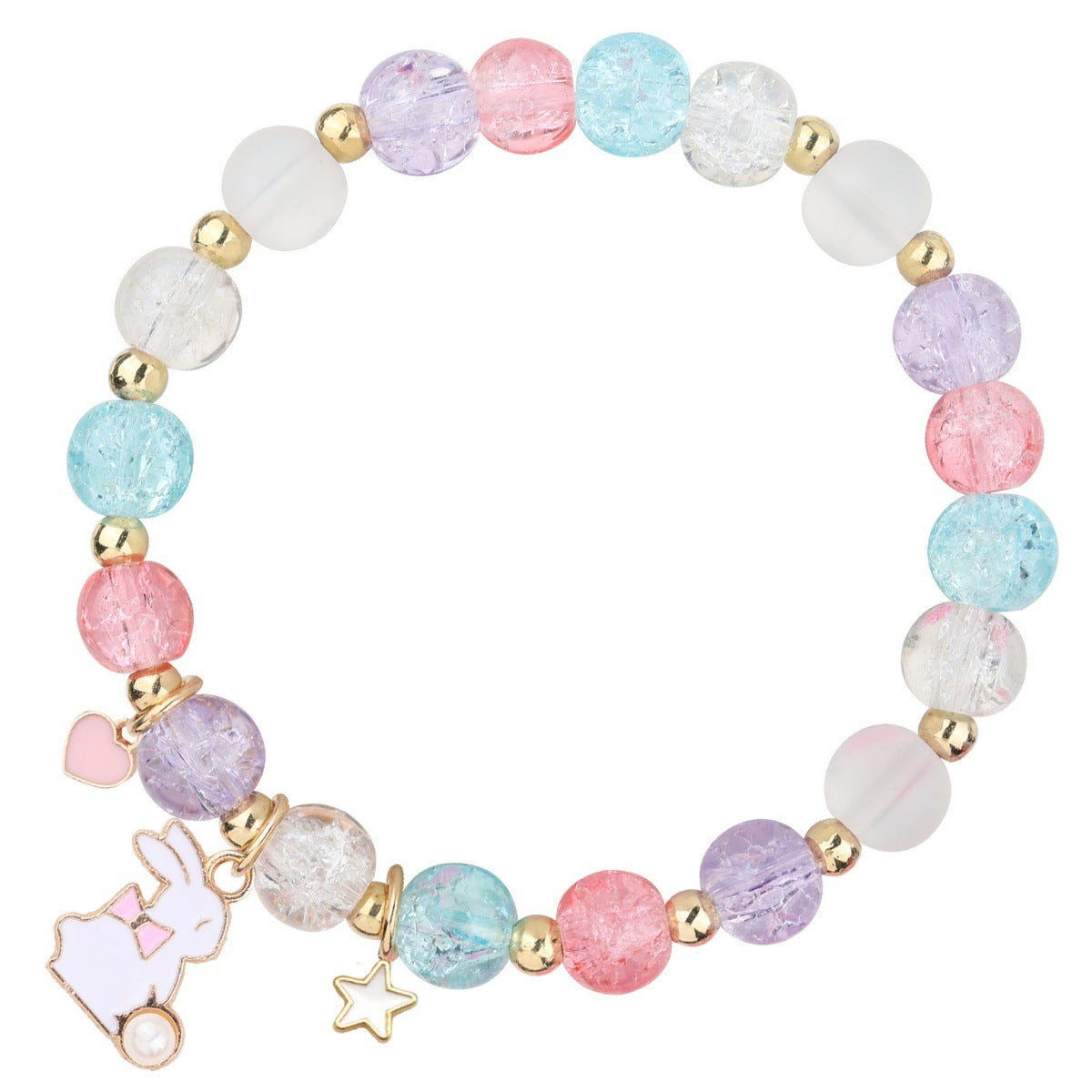 Wholesale Colorful  Bead  Stainless Steel Star Love Pendant  Bracelet