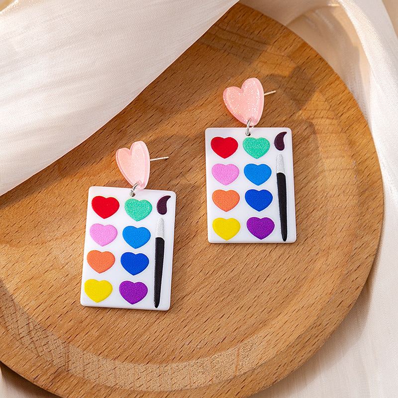 Wholesale Color Drawing Board Acrylic Earrings ACC-ES-ZhuiWo002