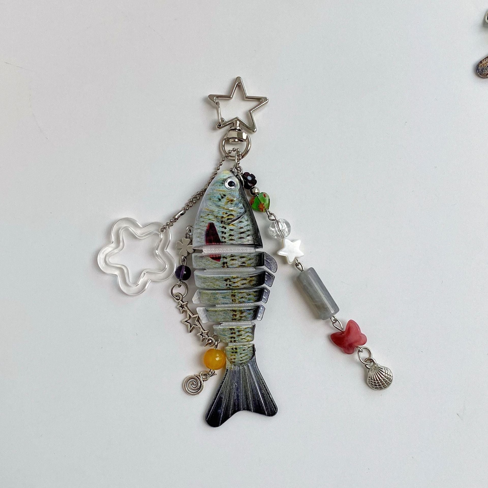 Wholesale 5pcs marine small fish multi-section fish keychains