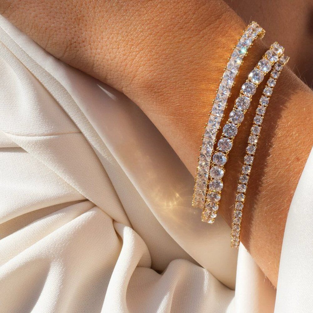 Wholesale Zircon Tennis Bracelet Women S Single Row Platinum Tone Fashion Jewelry Accessory Boutique Resale Gift