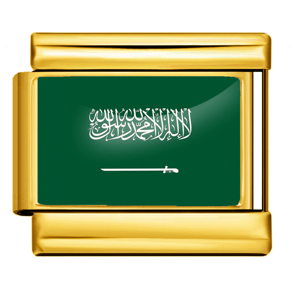 Wholesale Golden World Flag Photo Epoxy Italian Module Bracelet DIY Stainless Steel Elastic Strap Chain Bracelet