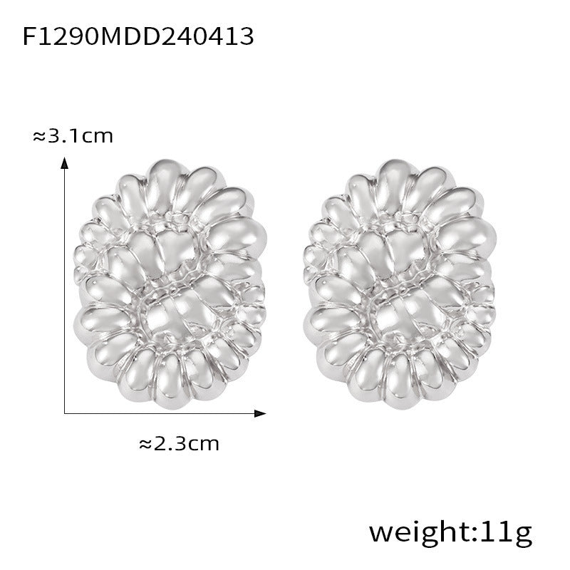 Wholesale Large and Small Ring Hollow Flower Earrings Titanium Steel Plated 18K Gold Exaggerated Earrings ACC-ES-OMK002