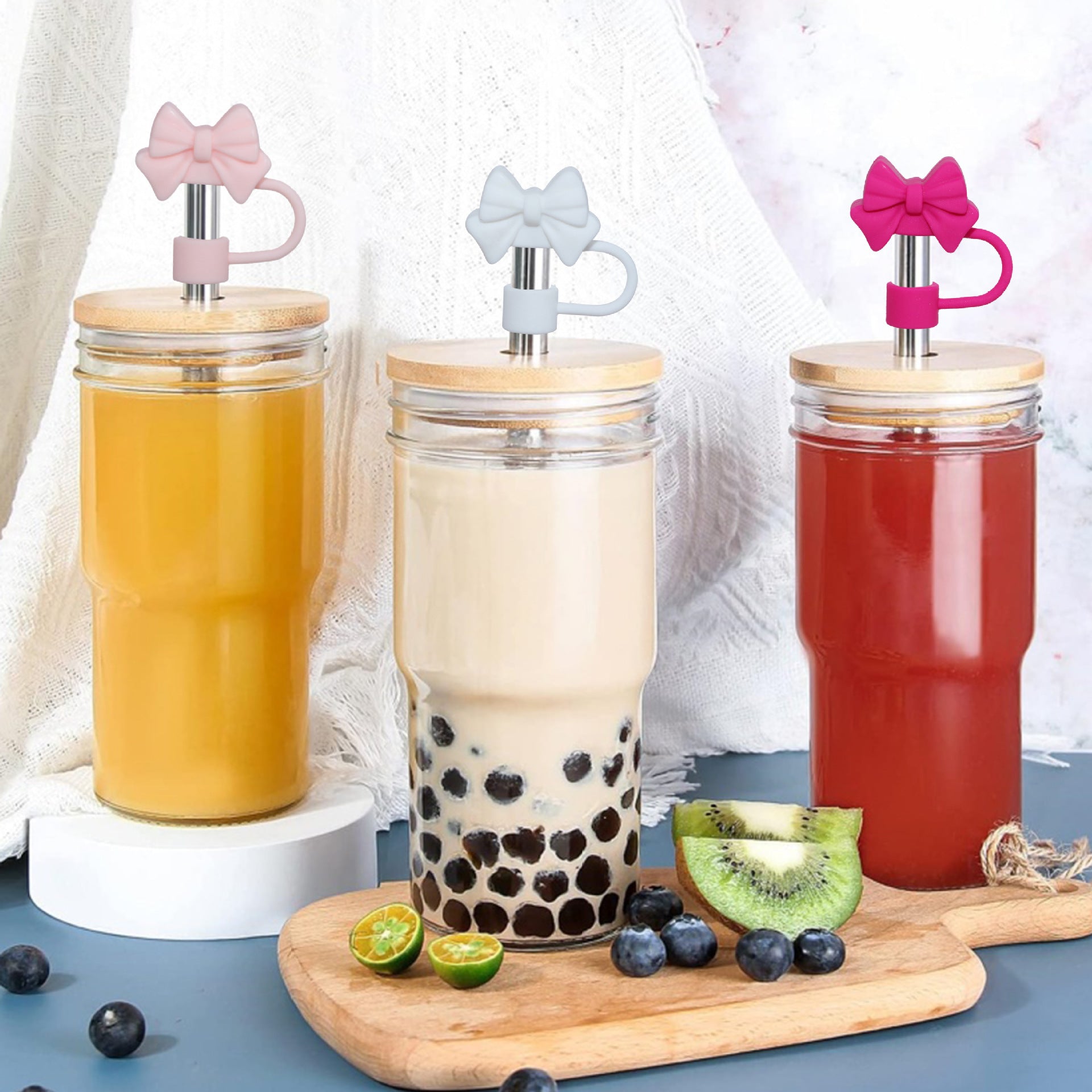 Wholesale 50pcs Bow 10mm Straw Cover Straw Tube Cap