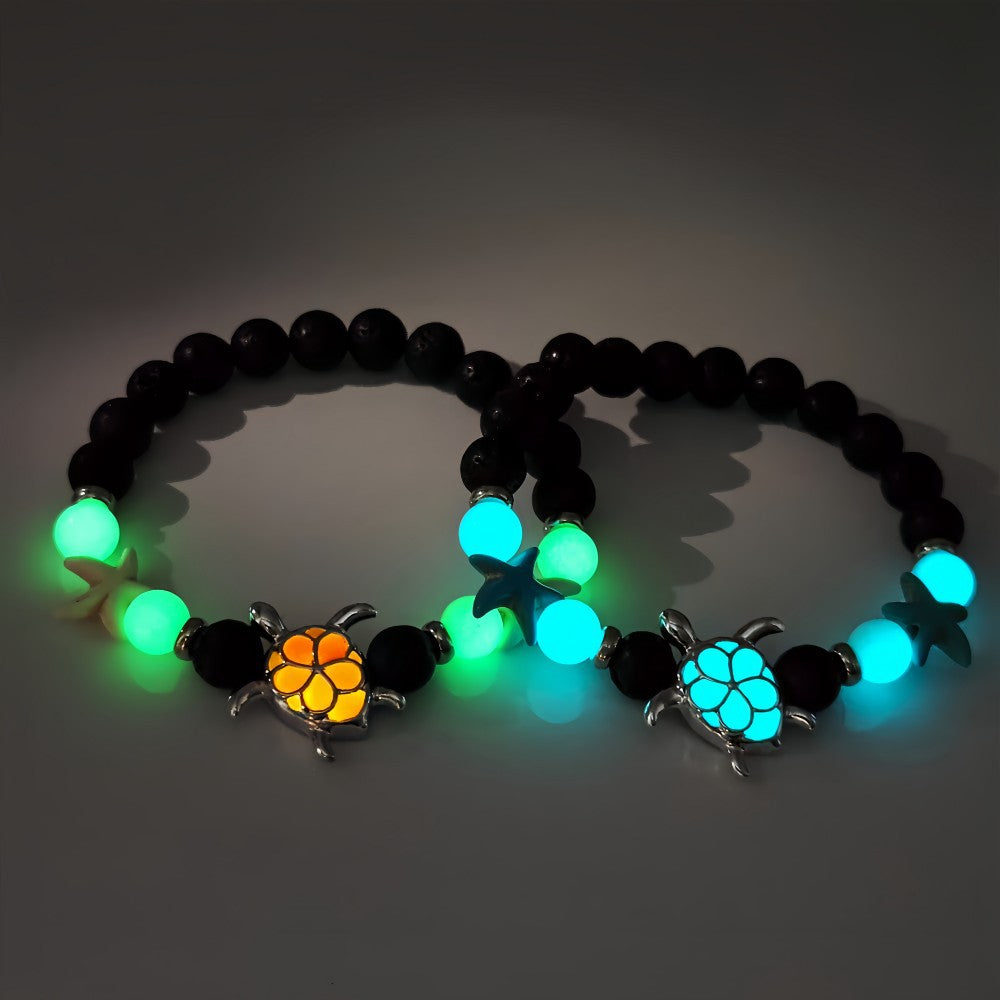 Wholesale Luminous turtle volcanic stone starfish bracelet