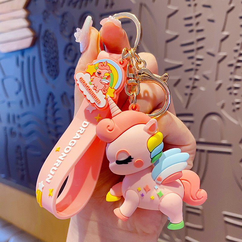 Wholesale Cartoon Cute Rainbow Horse Unicorn PVC Keychain Cute Keychain ACC-KC-BaiMao001